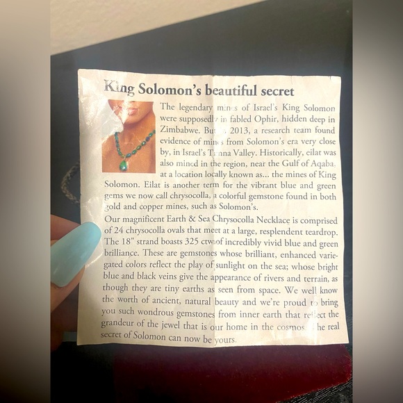 💥HP💥NWOT King Solomon 325 carats Earth and Sea Chrysocolla Necklace - Picture 5 of 5